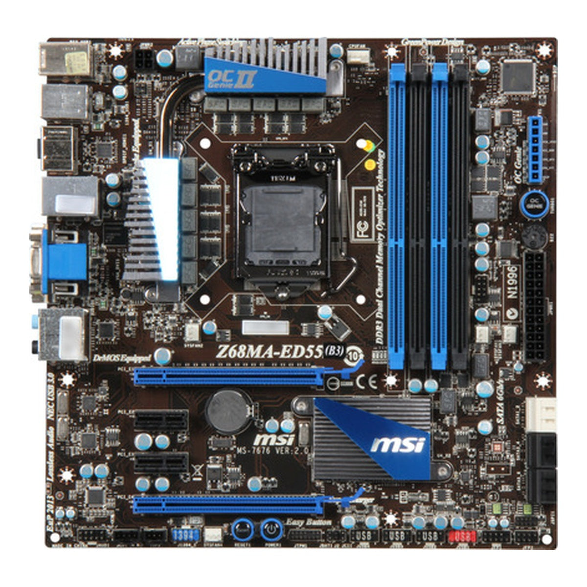 MSI Z68MA-ED55 (B3) motherboard board stock view