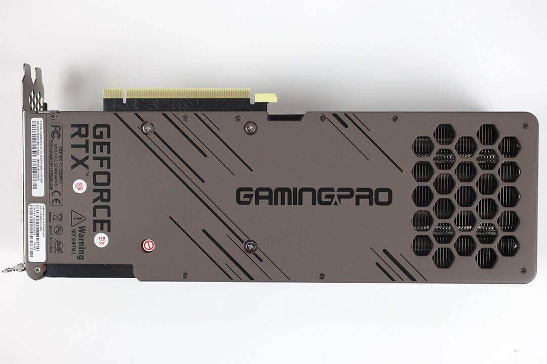 Palit GeForce RTX 3080 GamingPro 10GB backplate rear view