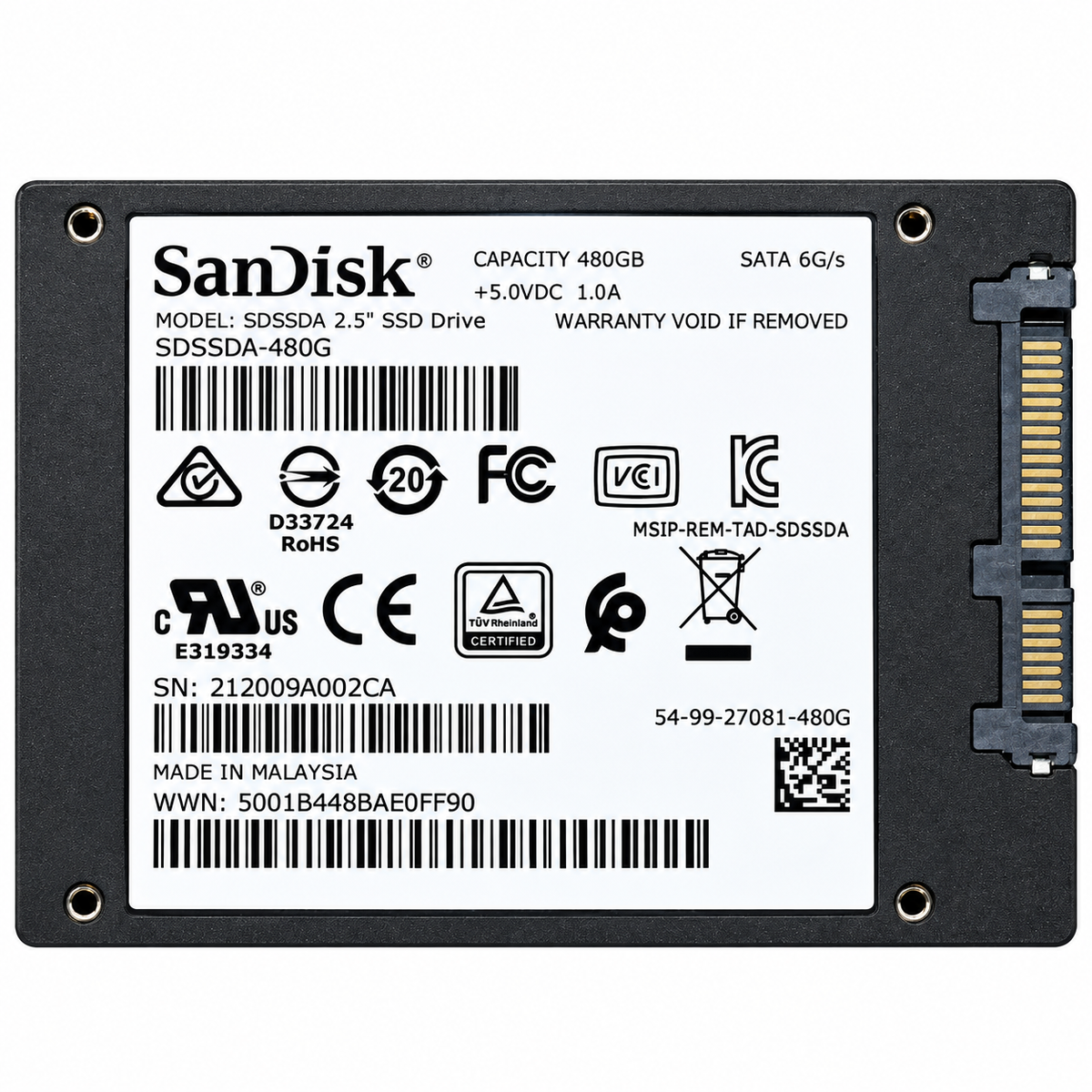 SanDisk SSD PLUS 480GB 2.5-inch SATA III SSD (SDSSDA-480G)