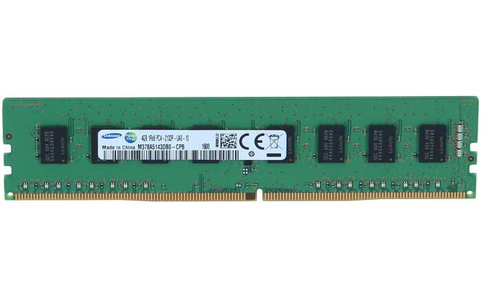 Samsung M378A5143DB0-CPB 4GB DDR4-2133 desktop RAM on white background