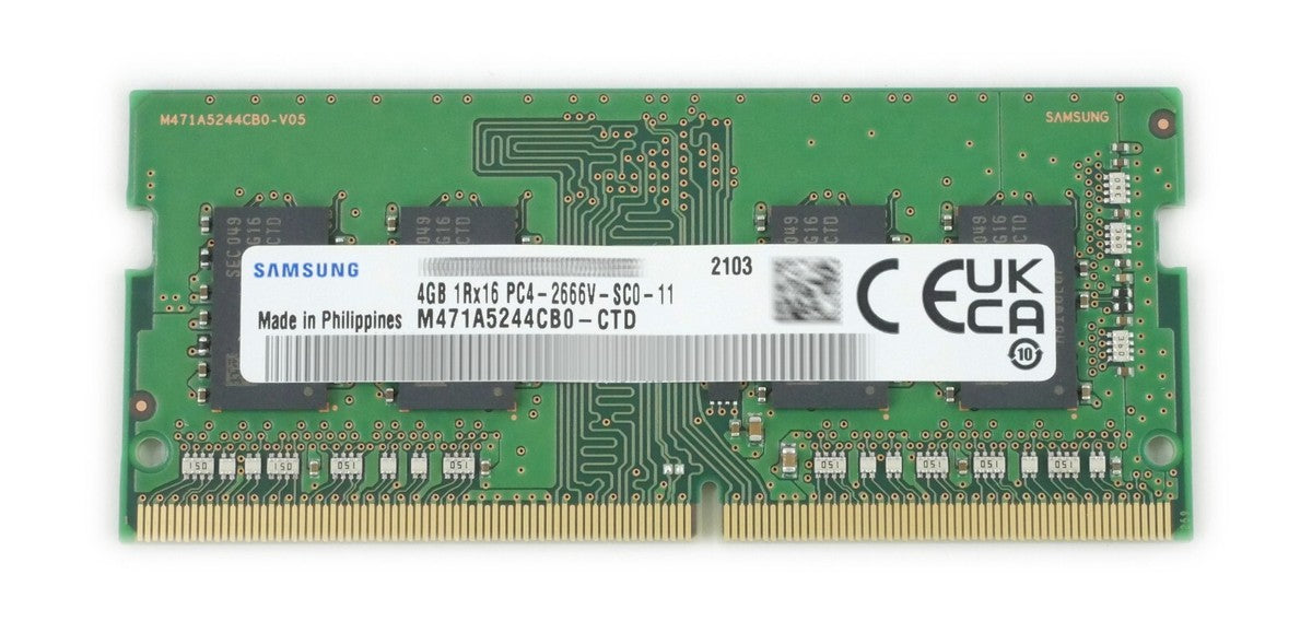 Samsung M471A5244CB0-CTD 4GB DDR4-2666 laptop RAM on white background