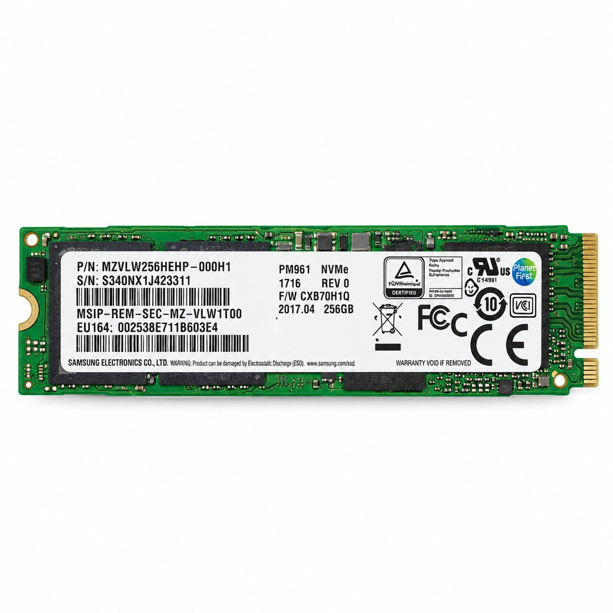 Samsung PM961 256GB M.2 2280 PCIe NVMe SSD illustration