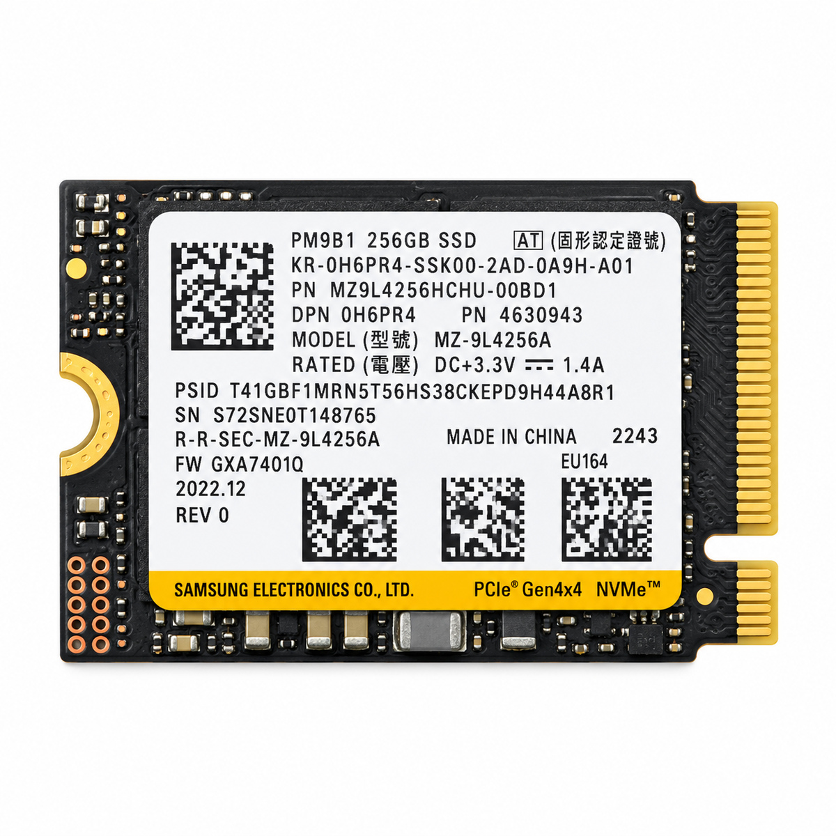 Samsung PM9B1 256GB M.2 2230 PCIe Gen4 NVMe SSD illustration