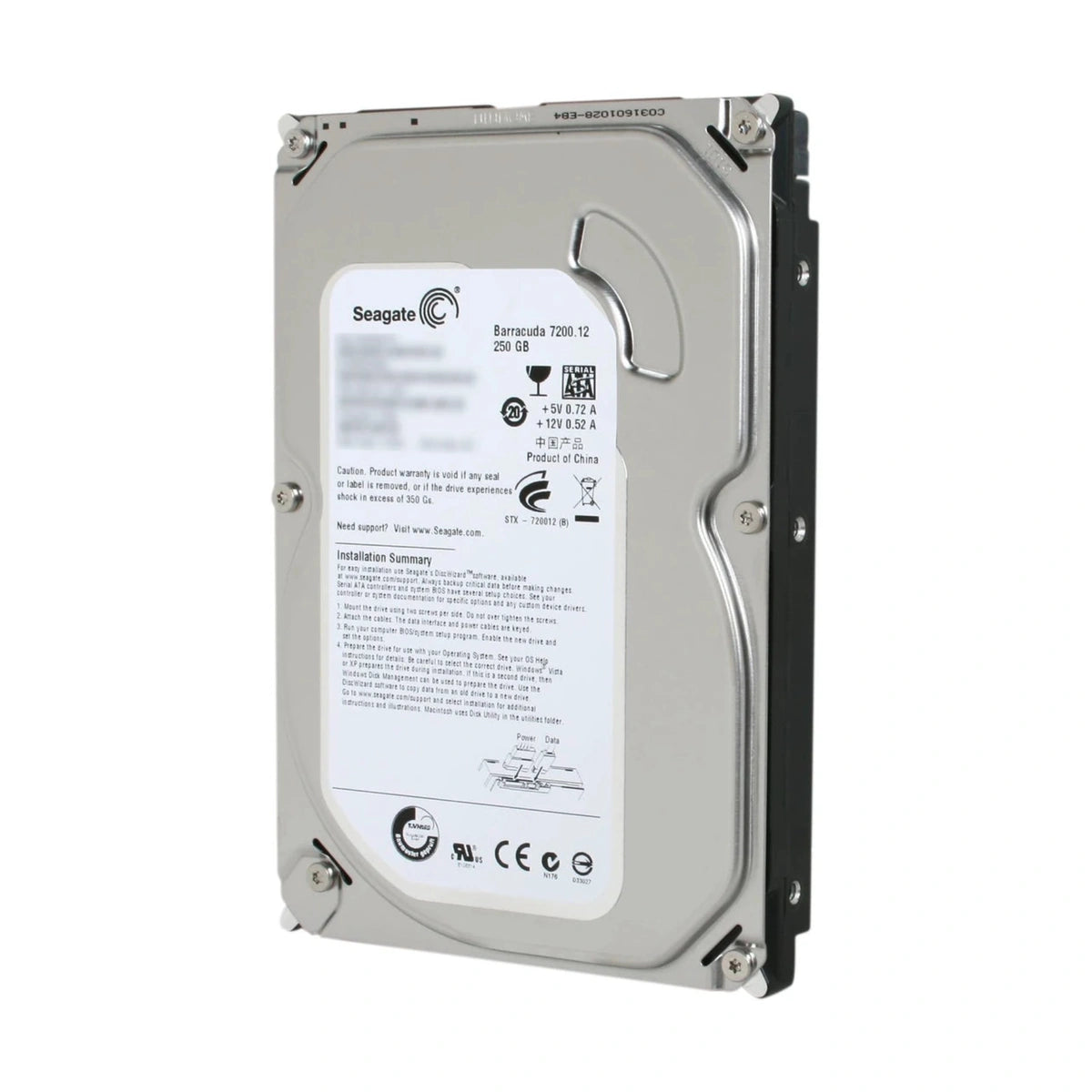 Seagate Barracuda 7200.12 ST3250318AS 250GB 3.5-inch SATA hard drive front view