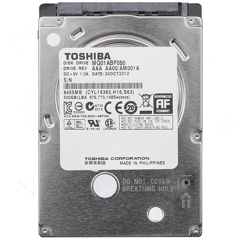 Toshiba MQ01ABF050 500GB 2.5-inch SATA hard drive front view