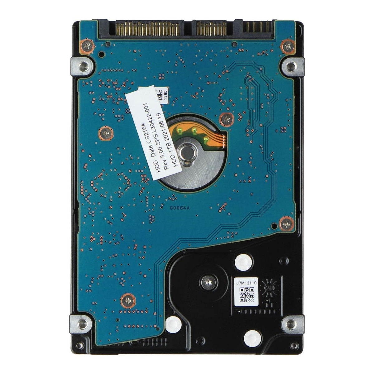 Toshiba MQ04ABF100 1TB laptop hard drive – underside view