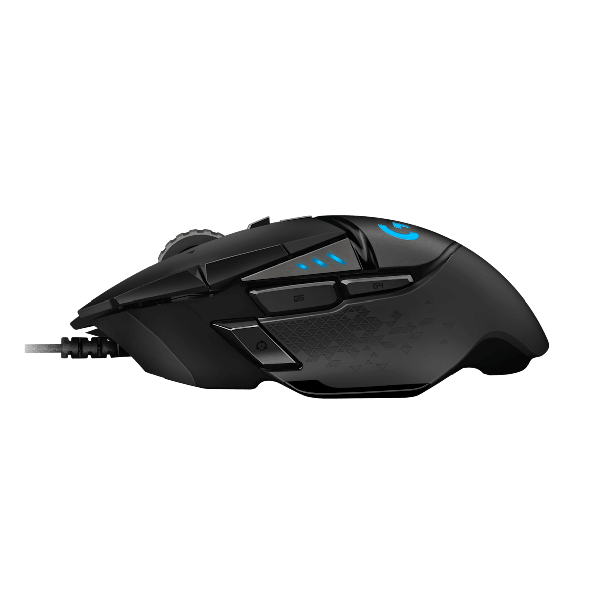 Logitech G502 HERO wired gaming mouse official side view
