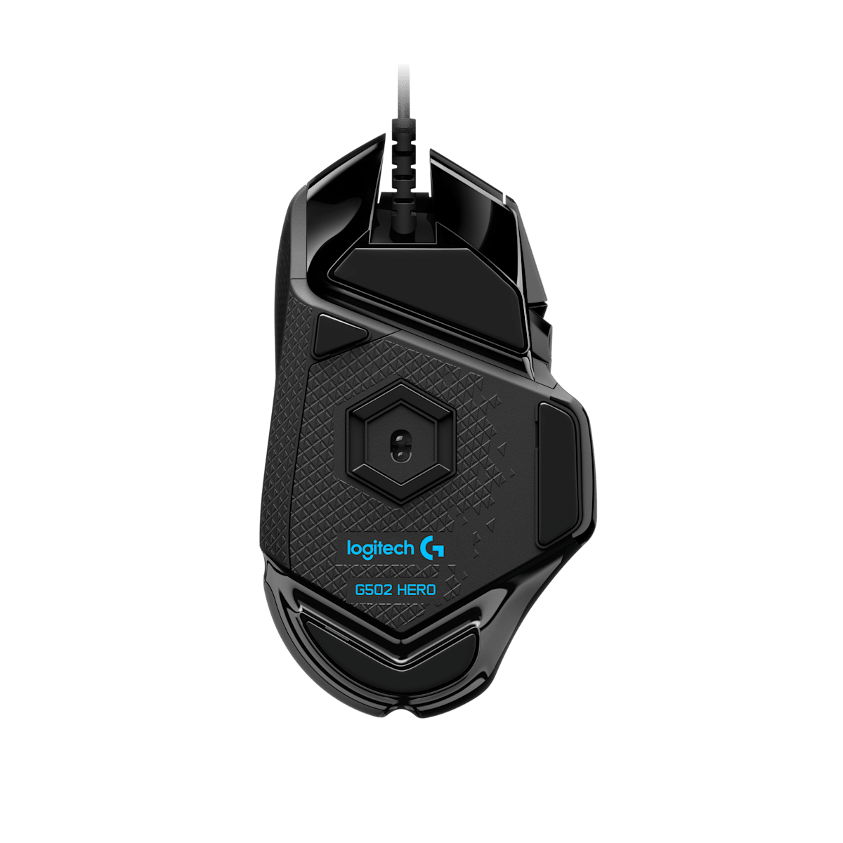 Logitech G502 HERO wired gaming mouse official underside view