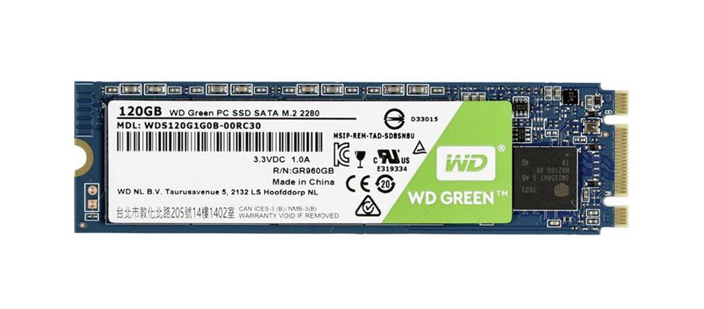 Stock image of WD Green 120GB M.2 SATA SSD WDS120G1G0B